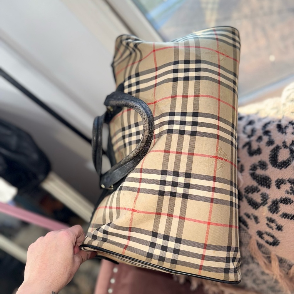 Burberry Tan and Black Check Travel Bag - Picture 7 of 8